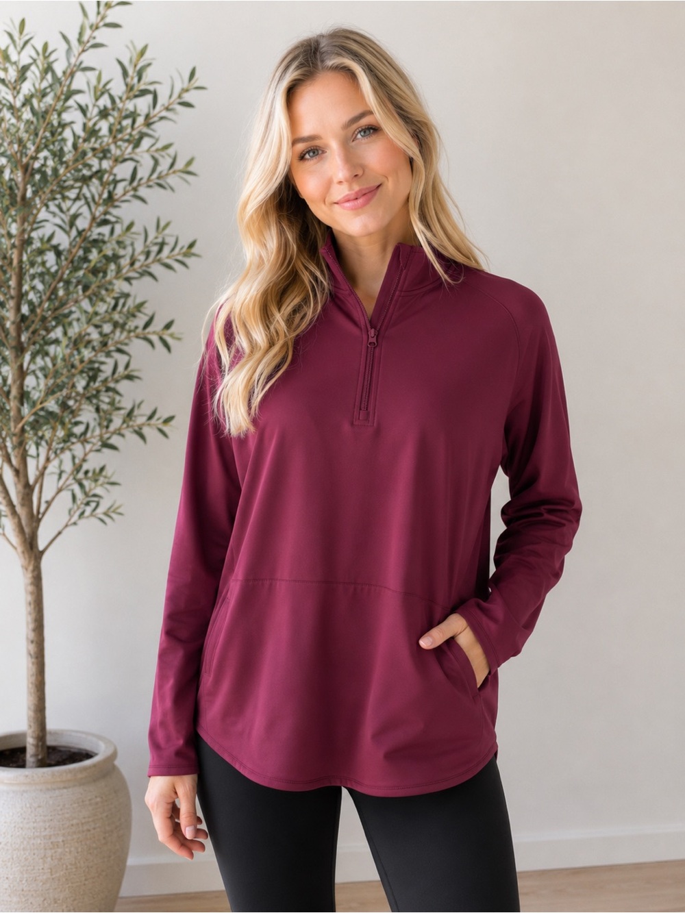 Dri-Equip Women's Burgundy Quarter-Zip Top